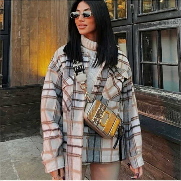 Zara soft plaid oversized shacket - Picture 4 of 5